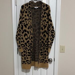 XL Leopard Patterned Cardigan Sweater